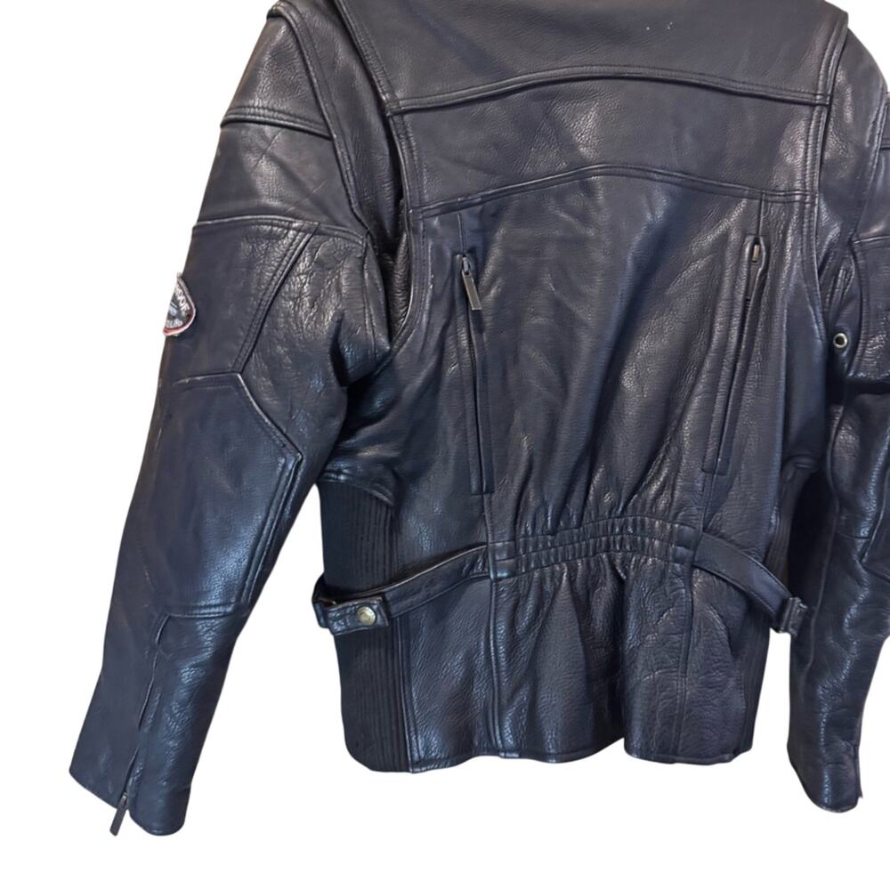 Women's Black Leather Kevlar Motorcycle Jacket - Picture 9 of 12